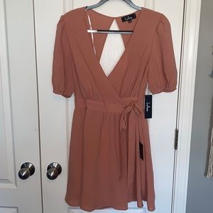 backless peach/pink mini dress